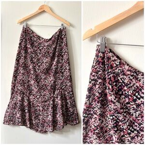 Vintage 90s Lightweight Pink and Black Abstract Floral Emma James Maxi Skirt